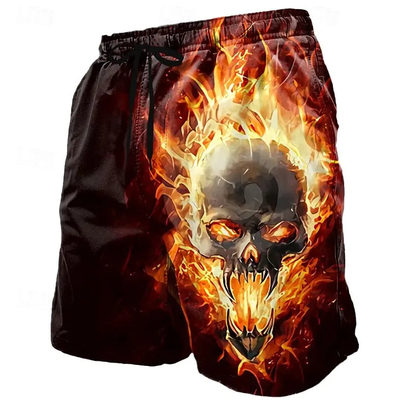 Fashion Horror Skull Pattern Beach Shorts For Men Fashion Summer 3D Printed Swim Trunks Loose Streetwear Hip Hop Short Pants