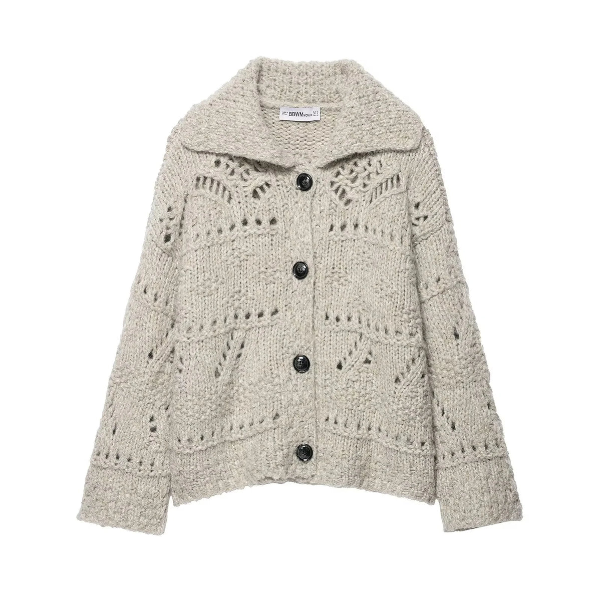 European and American style autumn and winter new women's clothing design sense coarse needle hollow knitting cardigan jacket - Matrix Studios