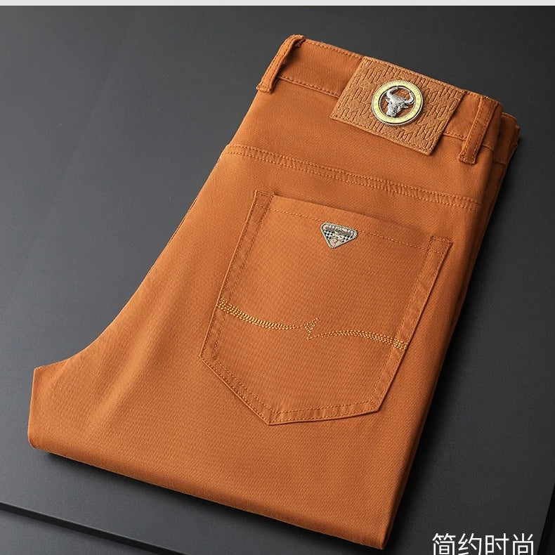 Seven-Color Stretch Jean Men's Trendy Wild Simple 97% Cotton High-End Slim-Fitting Small Straight Casual Men's Clothing Trousers - Matrix Studios