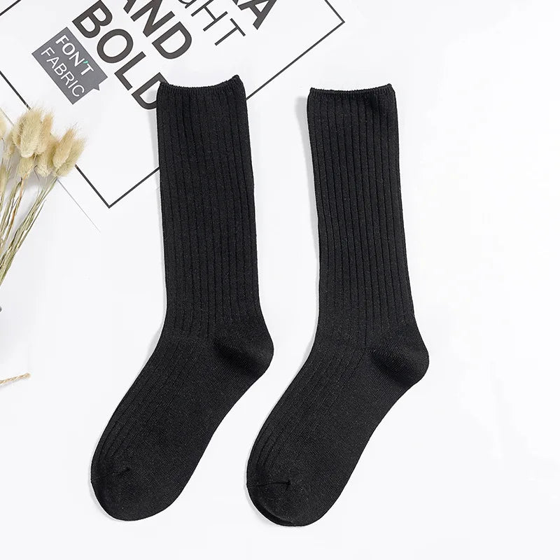 1/3/5 Pairs Women's Ribbed Crew Socks Soft Stretchy Solid Color Slouch Mid-Calf Sock High Quality Elastic Casual Fashion Sox - Matrix Studios