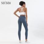 SOISOU Nylon Yoga Set Women's Tracksuit Gym Fitness Set Woman 2 Pieces Leggings Sports Bra Breathable Sportwear Woman Clothes - Matrix-studios.com