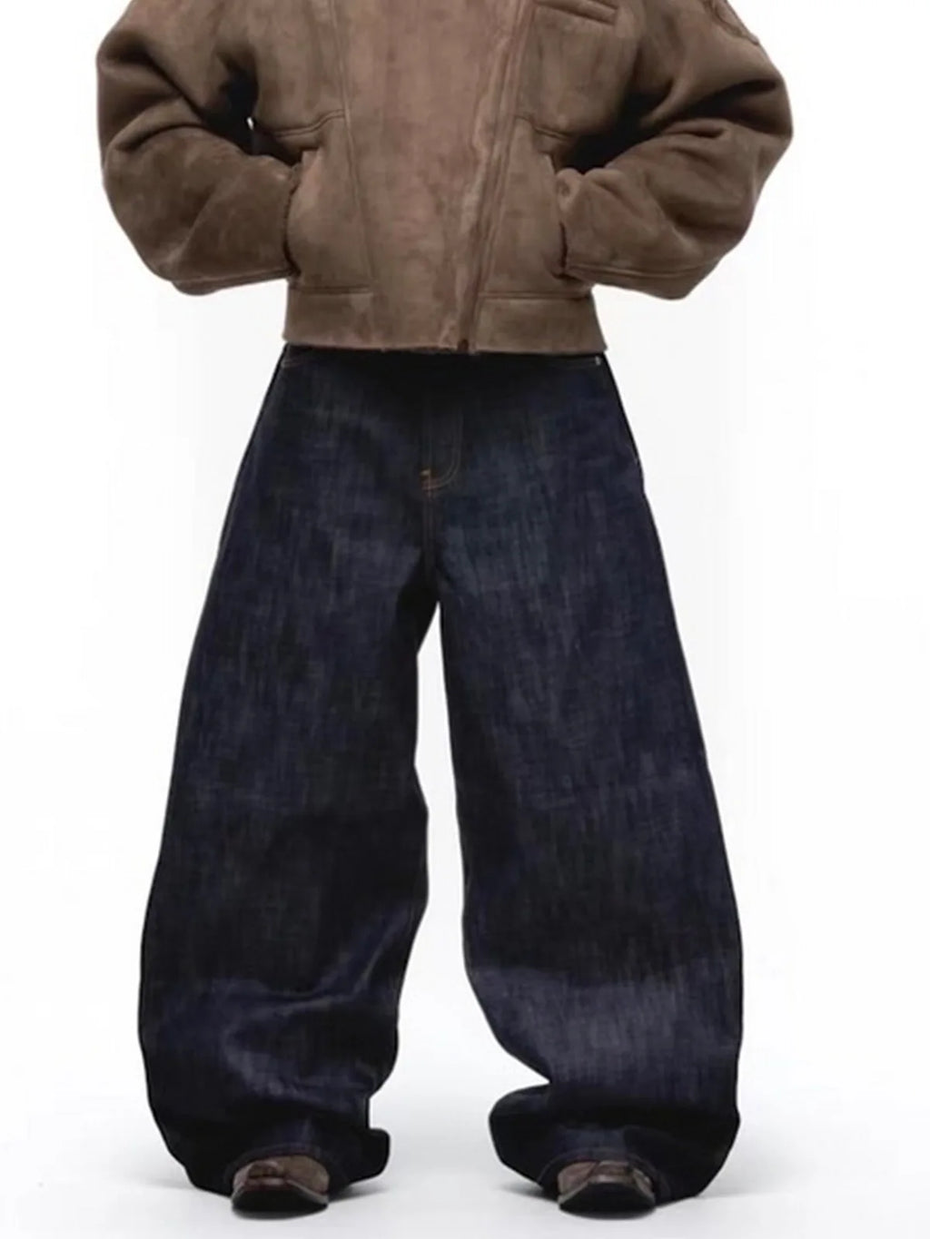 MIJKO Black Blue Mens Baggy Jeans Straight Solid Color Cleanfit Loose Casual Denim Trousers Unisex Cargo Pants ZJ090 - Matrix Studios