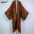 WINYI Summer New Fashion Print Women Cardigan Loose Long Dress Elegant Party Boho Maxi Beach Holiday Cover Up Kimonos Kaftan - Matrix Studios