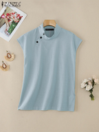 ZANZEA Fashion Women Blouses 2024 Summer Cotton Linen Blusas Mujer Stylish White Shirt Elegant Short Sleeve Tunics Lightweight - Matrix-studios.com