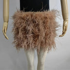 Real feather mini skirt, elastic waist sexy clothing, club, party dance party carnival short skirt can be customized in size - Matrix Studios