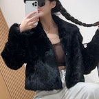 Fancy Rani Natural Fur Coat Women Winter Jacket Real Leather And Fur Short Women's Clothing Female Outerwears With 2024 Black - Matrix Studios