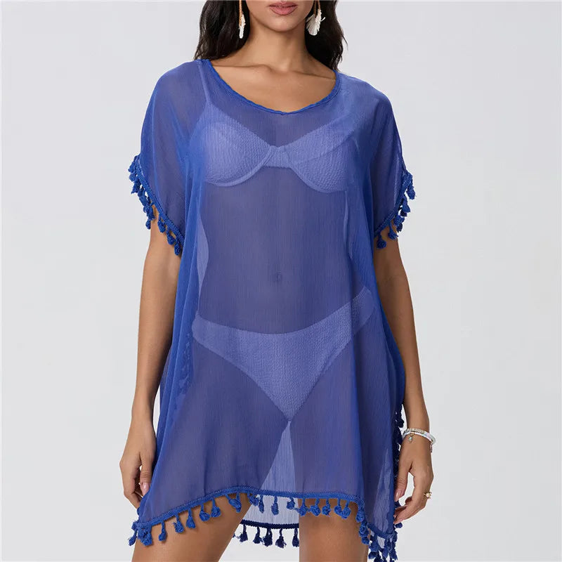 Women Beach Cover Up Lace Hollow Crochet Swimsuit Beach Dress Women 2025 Summer Cover-Ups Bathing Suit Ladies Beach Wear Tunic - Matrix Studios