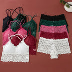 Women's Lace Non-wire Bra And Panties Set Transparent Low Rise Briefs Ultra-thin Comfort Underwear Female Bralette Lingerie Set - Matrix-studios.com