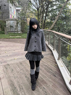 2026 Autumn Winter Women's Y2K Goth Knit Cardigan Harajuku Retro Millennium Aesthetics Single-Breasted Open-Flap Hooded Sweater - Matrix Studios