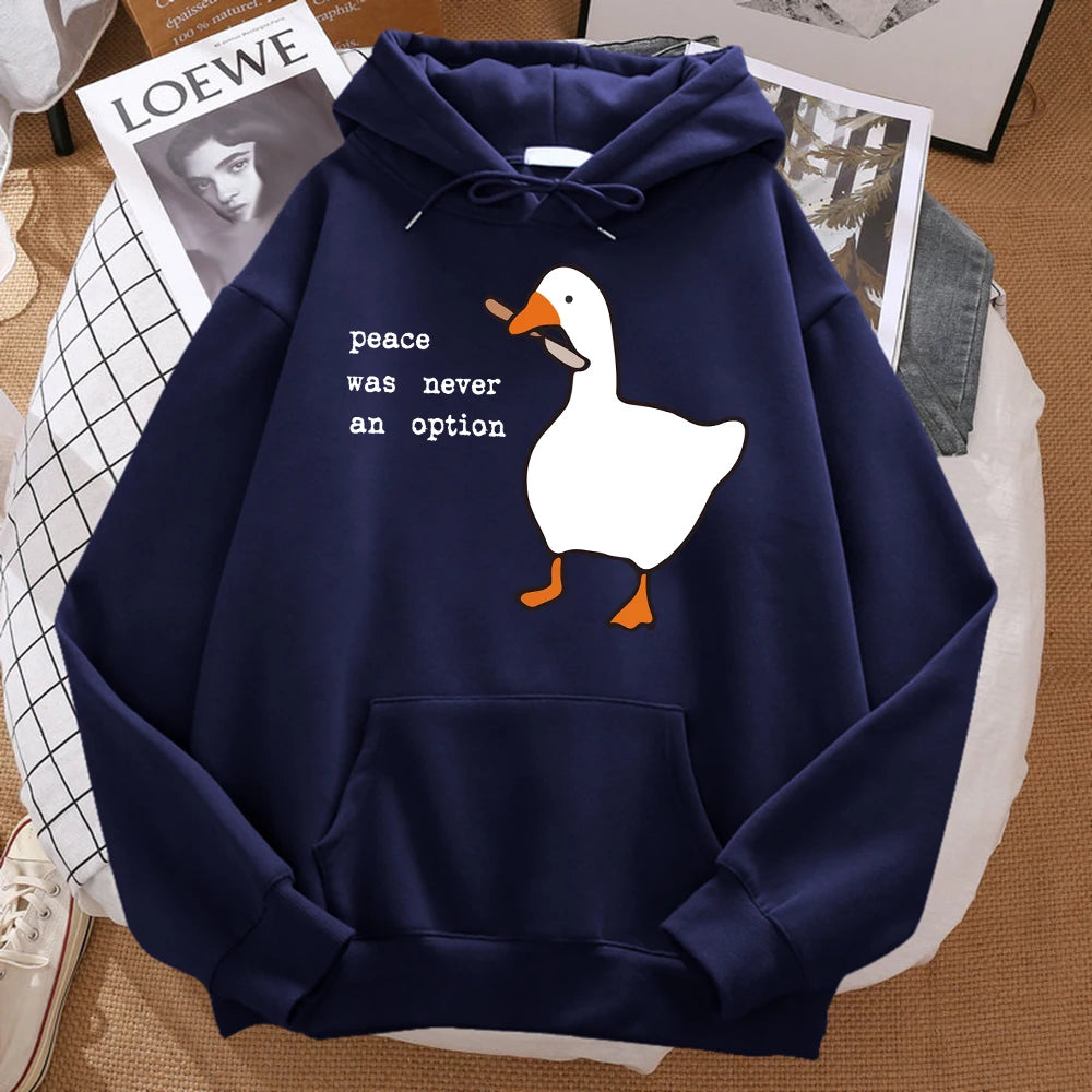 Peace Was Never An Option Printed Hoosie Men Street Oversize Autumn Hooded Hipster Soft Hoodies Hip Hop Warm Sportswears - Matrix Studios