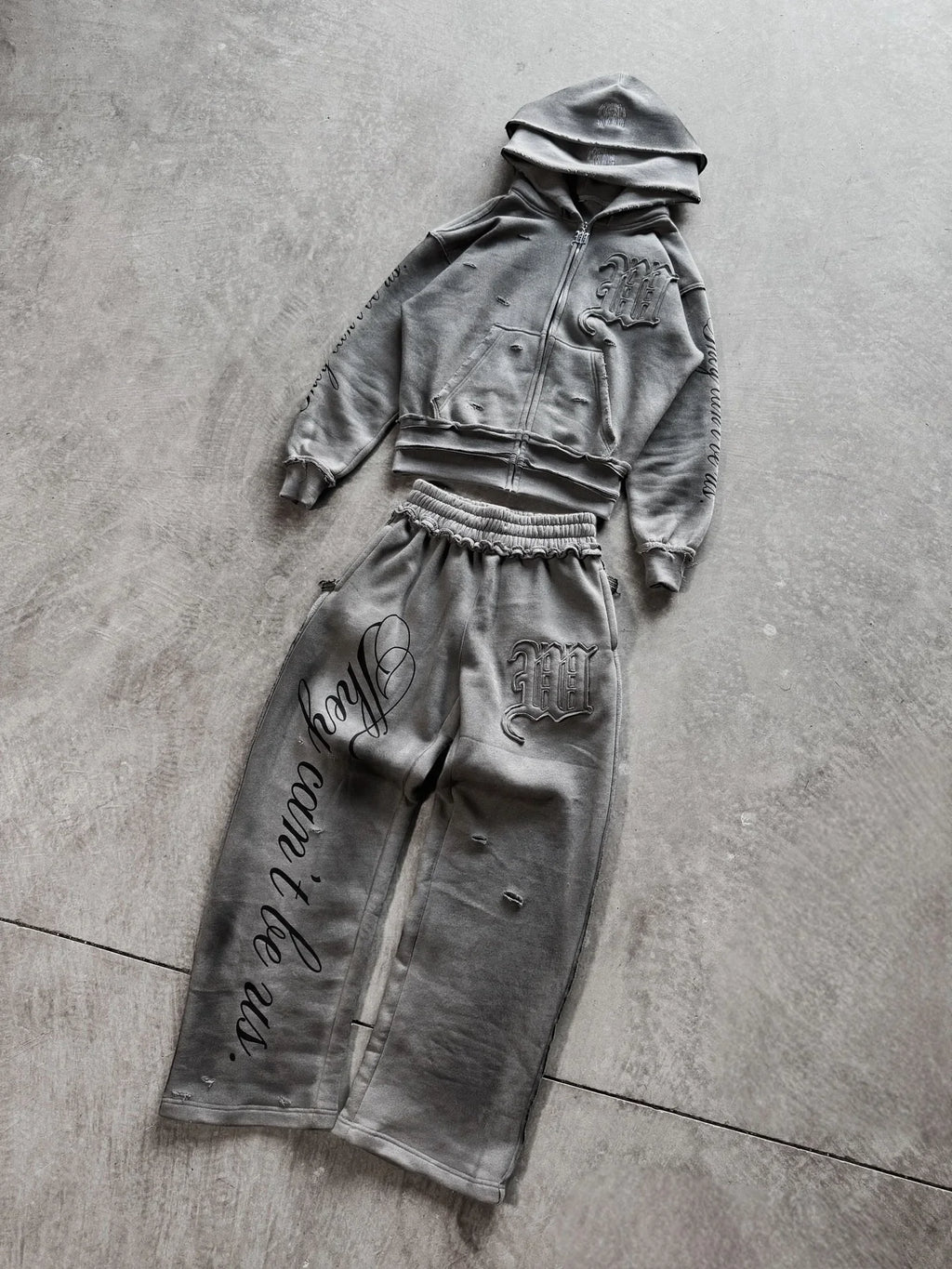 Y2k Street Style Large Area Embroidered Back Oversized Loose Hooded Sweatshirt Stretch Jogging Pants Casual Sports Pants Suit