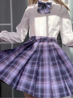 ZOKI Plaid Women Pleated Skirt Bow Knot Summer High Waist Preppy Girls Dance Mini Skirt Cute A Line Harajuku Sexy Japan Faldas - Matrix-studios.com