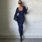 Dulzura Women 2024 Autumn Winter Long Sleeve Bodycon Streetwear Jumpsuit Overall One Piece Outfit Wholesale Items for Business - Matrix Studios