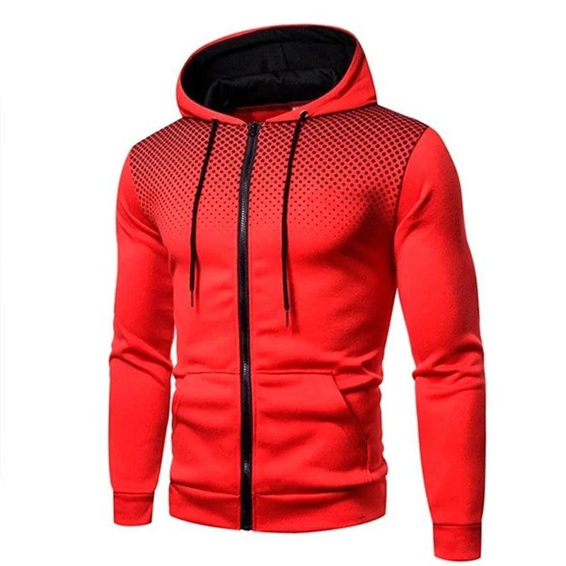 Men's Zip Up Hoodie Pocket Polka Pot Print Hooded Sweatshirt Sport Outdoor Casual Slim Fit Men Spring AutumnZipper Hoodie - Matrix Studios
