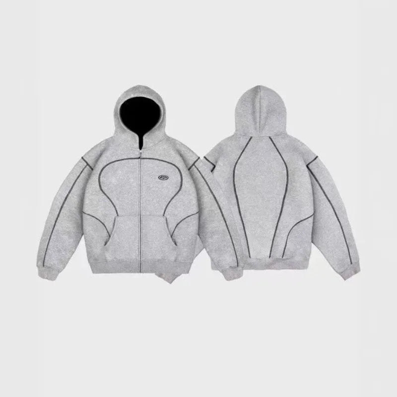 European and American fashion brand top personality line men hoodie high street trend casual sports suit couple loose clothing