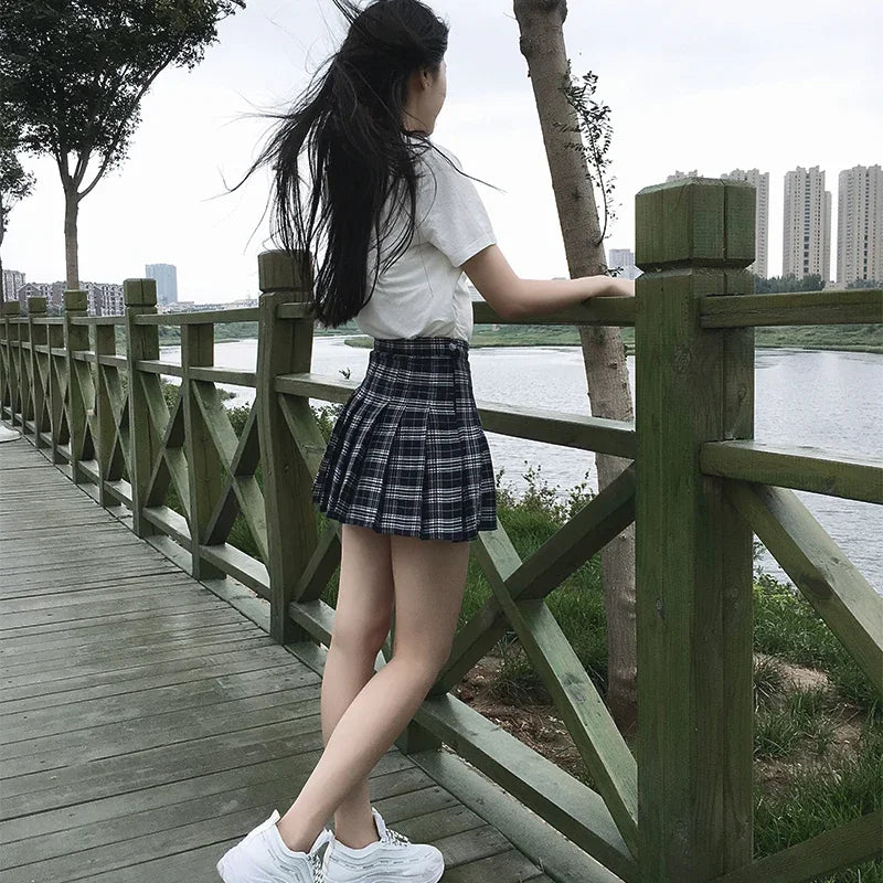 Harajuku 0Women Pleat Skirt 0Preppy Style Plaid 0Mini Cute Japanese School Uniforms Ladies Jupe Kawaii - Matrix-studios.com