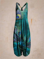 Wide Leg Bohemian Loose Overall Jumpsuit Ethnic Mandala Vintage Paisley Printing Women Rompers Backless Harem Bloomers Playsuit - Matrix Studios