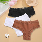 3PCS/Set Women Sexy Lace Panties Cotton Seamless Brazilian Panties Female Sexy Low Rise Soft Underwear G-String Lingerie S-XL - Matrix Studios