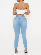Women'S High-Waisted Stretch Denim Jeans - Sexy Slim Fit with Butt Lifting, Casual Style, Light Blue, All-Season Comfort, High W - Matrix-studios.com