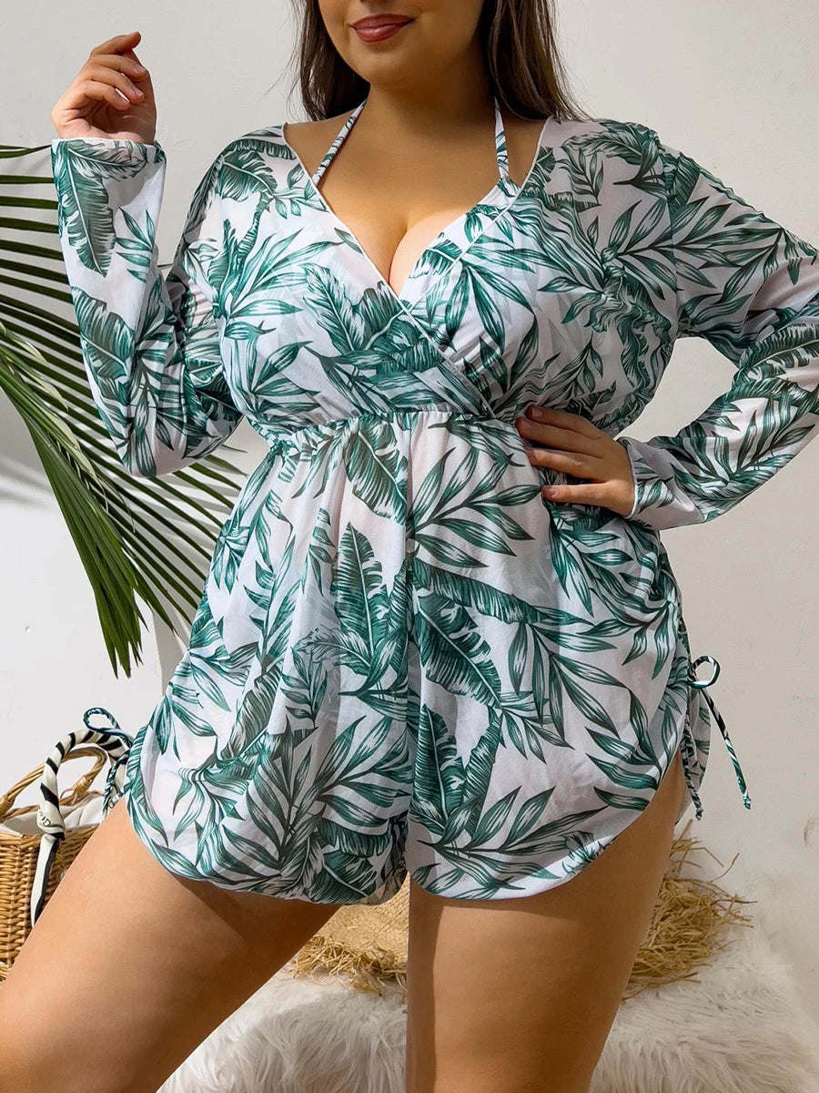 2026 Print Cross V Neck Large Size Halter Bikini 3 Piece Swimsuit Women Swimwear Female Bathing Swimming Swim Suit Beach Bathers - Matrix-studios.com