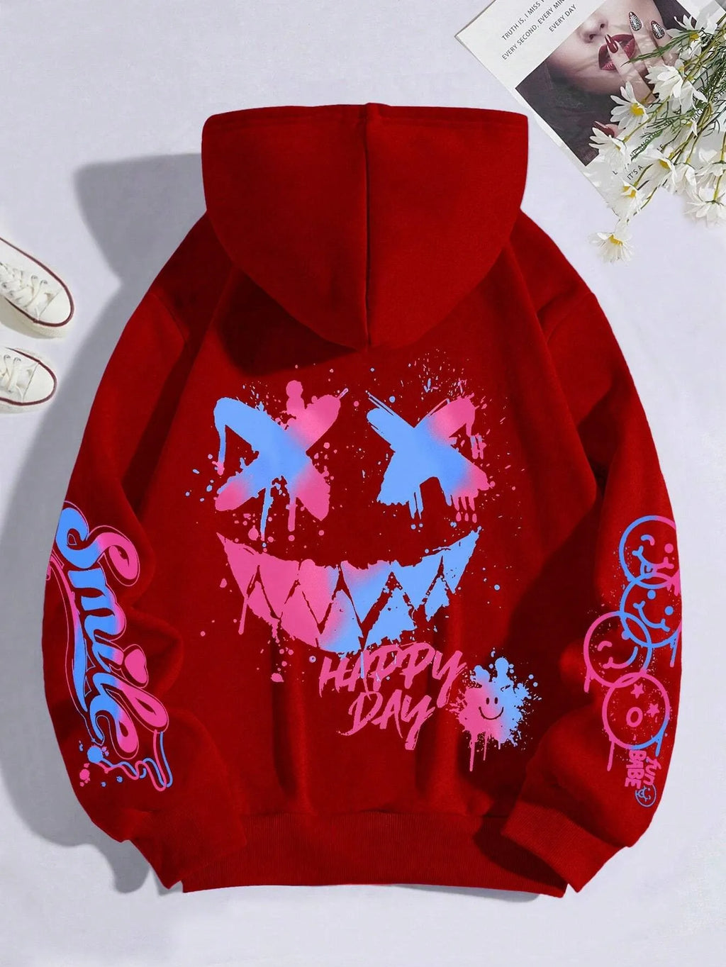 New Autumn Men's Personalized Smiling Face Print Comfortable Breathable Hooded Sweatshirt Outdoor Street Fashion Hooded Sweatshi - Matrix Studios