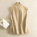 Short Waistcoat Jacket Women's Slim Spring Autumn Casual Outerwear Vest 2026 New Ladies Loose Pure cotton Sleeveless Coat - Matrix Studios