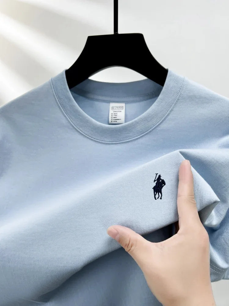 100% pure cotton short sleeve round neck men's T-shirt hot selling luxury brand summer exquisite pony embroidery breathable top - Matrix Studios