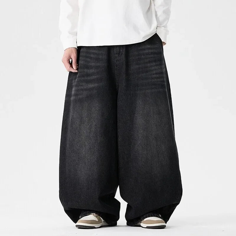 Spring Men Streetwear Denim Pants Men Harajuku Washed Baggy Jeans Men Y2K Fashion Punk Casual High Waist Wide Leg Pants - Matrix Studios