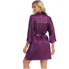 Bride Bridesmaid Wedding Robe Embroidery Kimono Bathrobe Gown Nightgown Casual Satin Short Women Sexy Nightwear Sleepwear - Matrix-studios.com