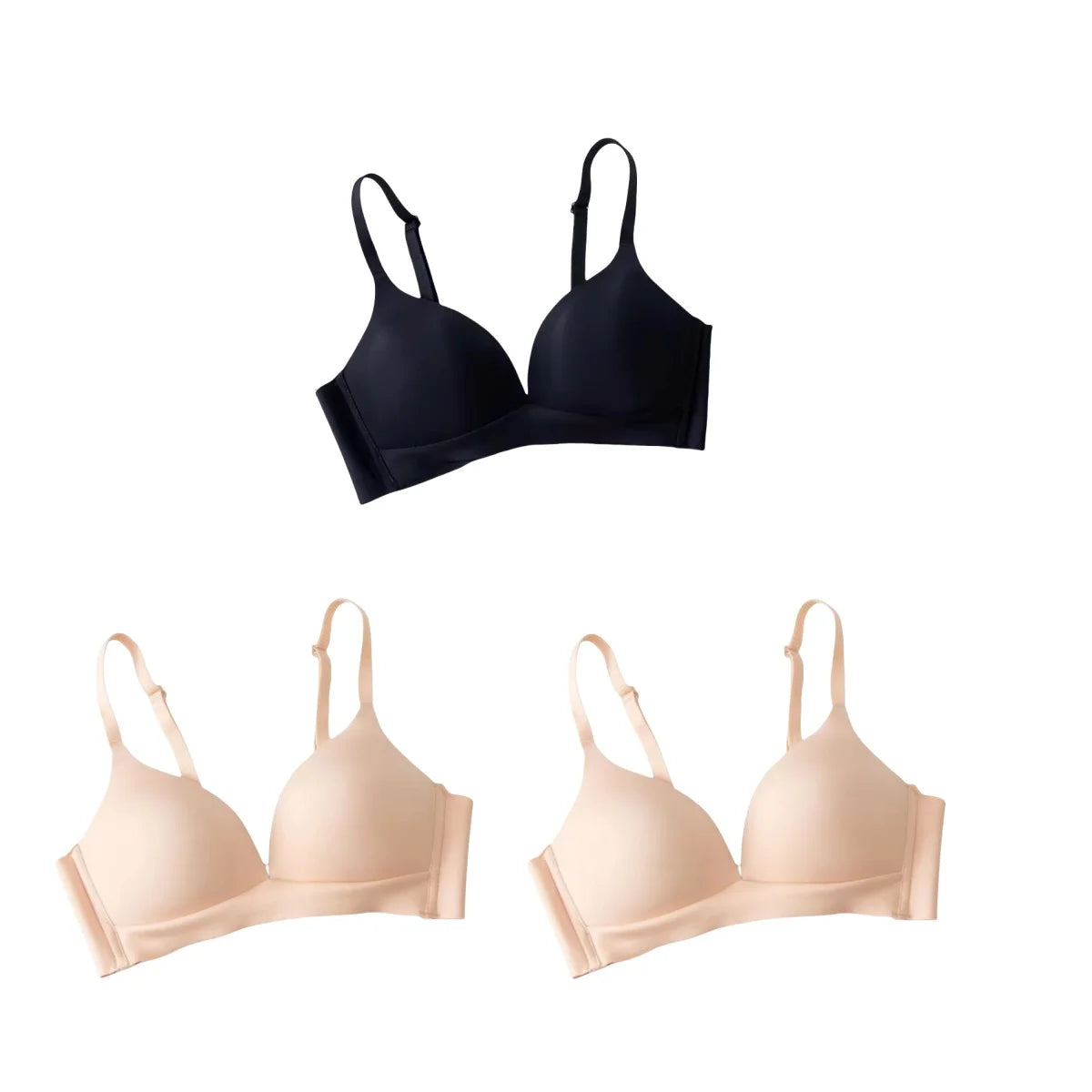 3Pcs/Set Seamless Bras For Women Non-wire Push-Up Bra Glossy Deep V Underwear Fixed 3/4 Cup Comfort Daily Wear Lingerie S-XXL - Matrix Studios