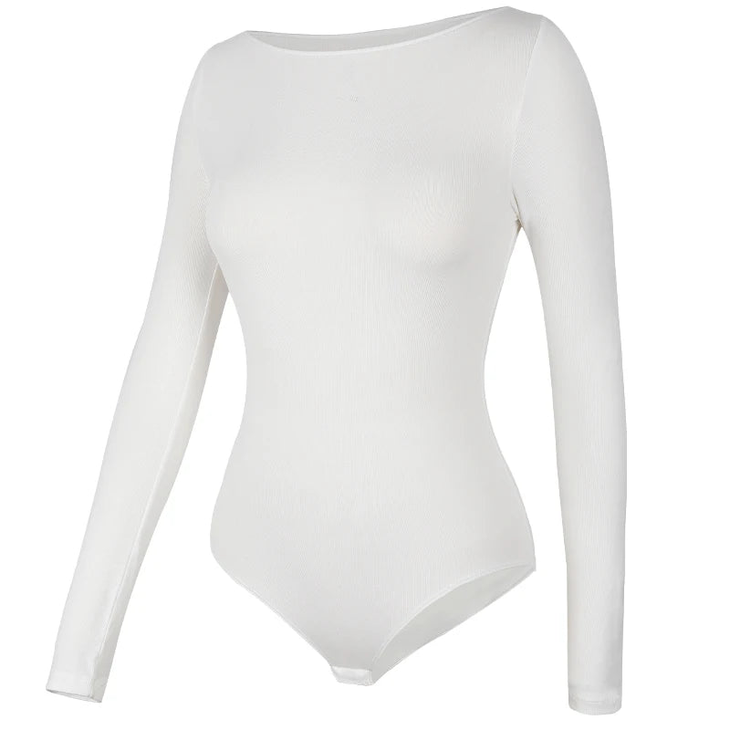 Women's Round Collar Elastic Bodysuit Long Sleeve Jumpsuit Shapewear Shaper Lady Sexy New Female Warm Clothes Autumn Winter - Matrix Studios