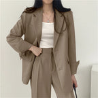 2026 Spring New Women's Clothing Suit Jacket Casual Pants Set Wide Leg Suit Pants Elegant Office Lady Business Suit Set Blazers - Matrix-studios.com