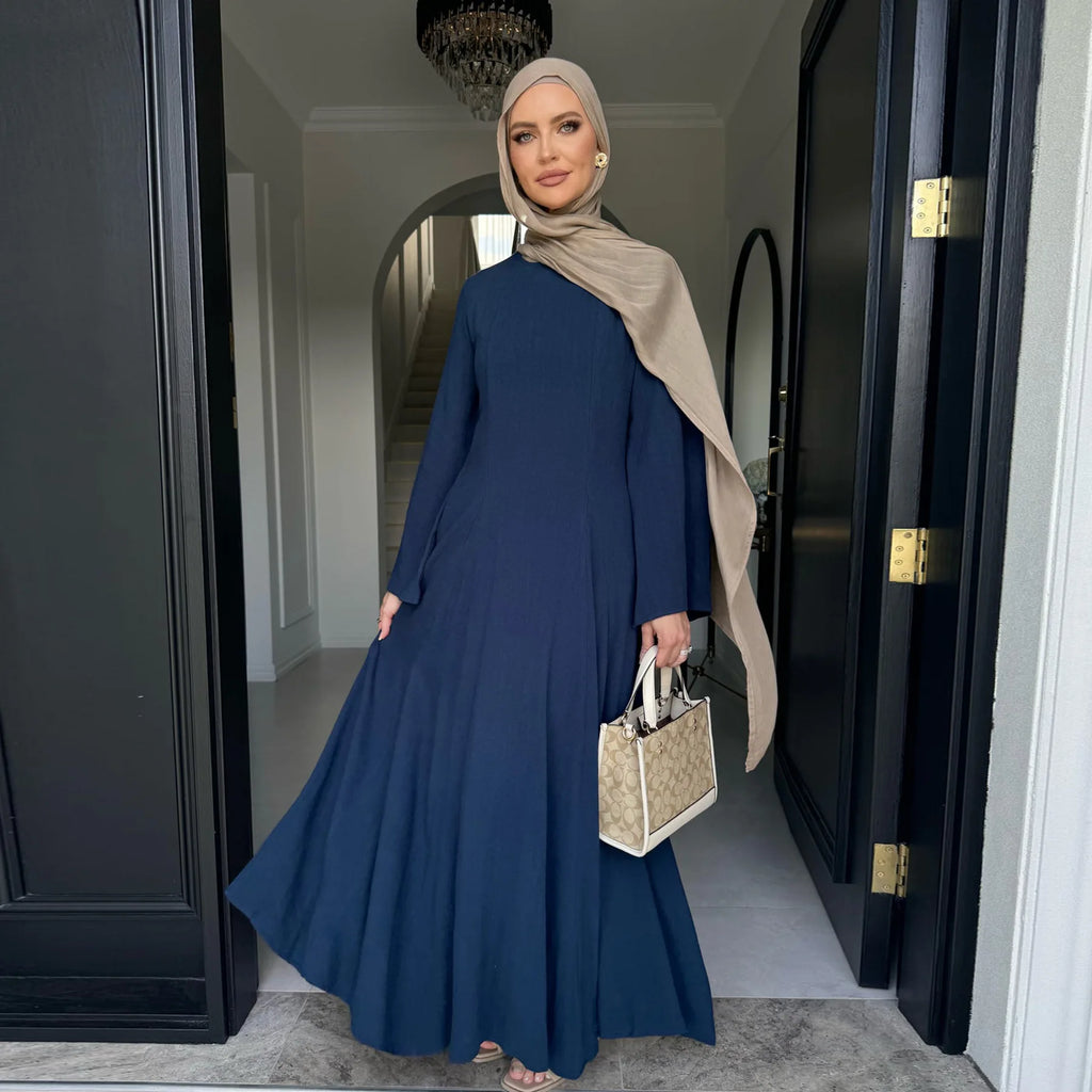 2025 Summer Arabic Muslim Women Modest Dress Eid Dubai Plain Abaya Islam Party Outfit Elegant Holiday Dresses Turkey Kaftan Robe - Matrix-studios.com