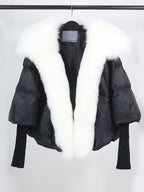 Loose Natural Real Fox Fur Collar Coat Thick New European Fashion White Duck Down Jacket Winter Women Warm Luxury Outerwear - Matrix Studios