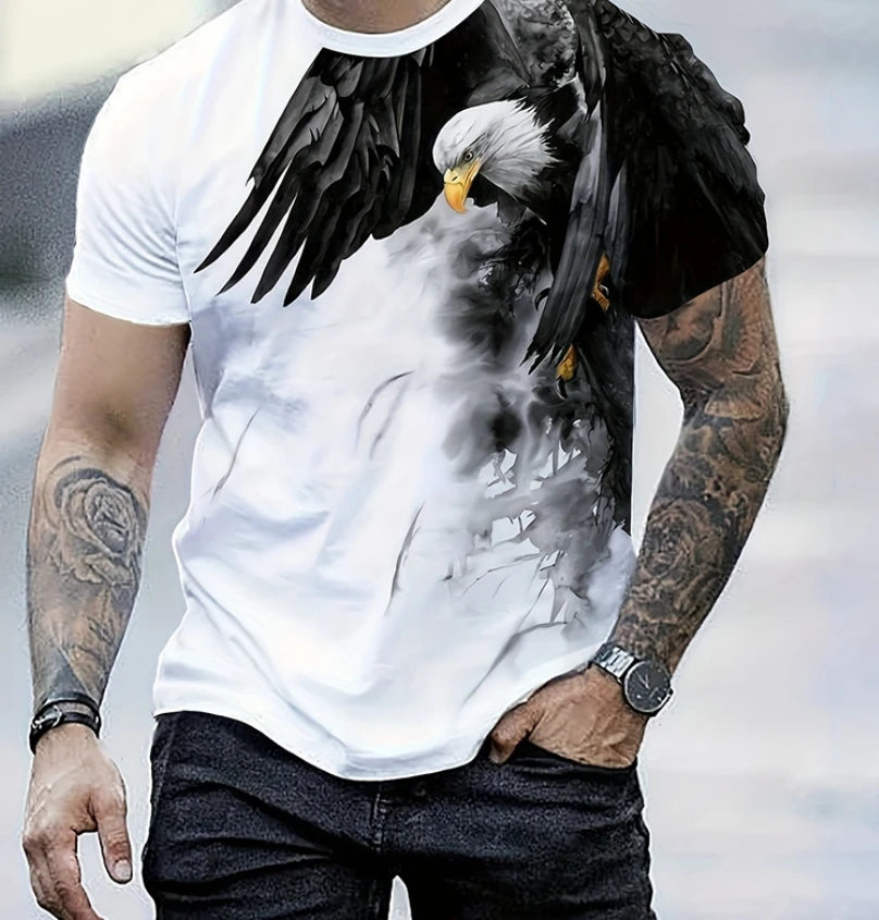 Men's Summer Fashion T-shirt Eagle 3D Printed Short sleeved T-shirt Summer Outdoor Leisure Quick drying Breathable T-shirt - Matrix Studios