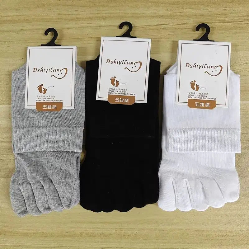 Unisex Toe Socks Men and Women Five Fingers Socks Breathable Cotton Socks Sports Running Solid Color Black White Grey happy Soks - Matrix Studios