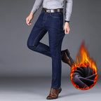 New Men's Fleece Warm Jeans Winter Thicken Plush Velvet Business Office Denim Trousers Brand Clothing Stretch Casual Male Pants - Matrix Studios
