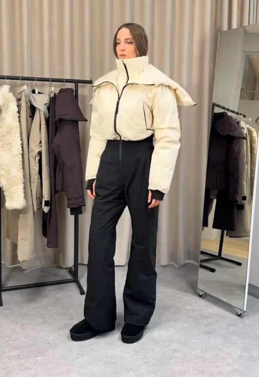 Cotton Ski Women's Winter Jumpsuit Sets Zipper Loose Jacket Straight Pants Suits Skiwear Snow Commute Street Outdoors Romper - Matrix Studios