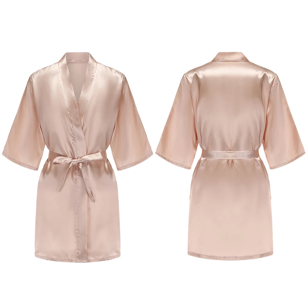 Women's Pure Short Silky Robes Bridesmaid Bride Party Satin Robes Sleepwear