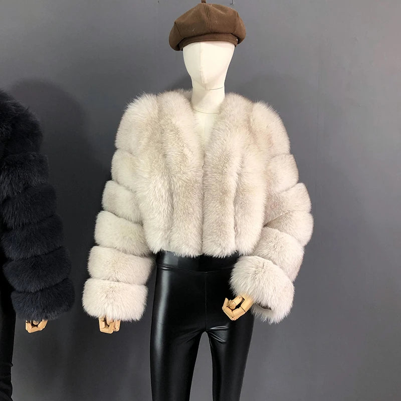 High Quality Fur Coat Women 100% Real Fox Fur Jacket Women's Fall/Winter Luxury Short Natural Fox Fur Coat Leather Jacket - Matrix Studios