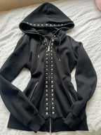 Retro Dark Style Zipper Hoodie Y2K Clothes Mens Womens Hip Hop Skull Patch Embroidery White Oversized Sweatshirt Casual Jacket