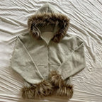 Y2K Zip up hoodie Faux Fur Collar Harajuku Rock Goth Top Retro Punk Loose Jacket Hip Hop Streetwear Zipper Hoodie sweatshirt EMO