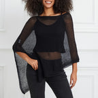 Summer Women Knitted Sheer Poncho Tops Women Knit Cover-up See-through Solid Irregular Loose Pullover Beach Tops 2026 - Matrix Studios