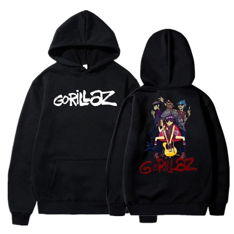 The Autumn and Winter Pullovers Long Sleeve Loose Soft Sweatshirt Streetwear Coat Gorillaz Printing Women and Men Hoode - Matrix Studios