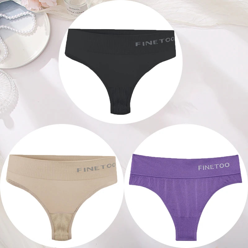 3PCS/Set Women's Panties Sexy Underwear FINETOO Large Size Thong Women Seamless Panties High Waist Girls Thongs M-2XL - Matrix Studios