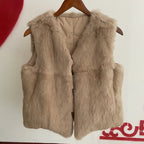 Fancy Rani Real Rabbit Fur Vest Short Natural Jacket For Women Fashion Leather Autumn Winter Spring Outwear High Quality - Matrix Studios