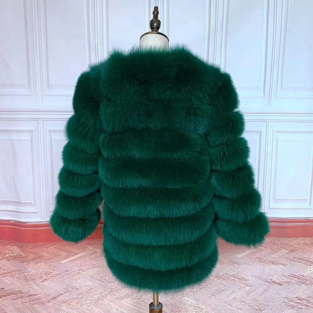70CM 4in1 New Fast Shipping New Fashion Women Fashion Real Natural Fox Fur Long Coat Jacket for Winter Warm Over Coat - Matrix Studios