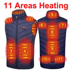 13 PCS Heated vest Jacket Fashion Men Women Coat Intelligent USB Electric Heating Thermal Warm Clothes Winter Heated Vest 열선조끼 - Matrix Studios