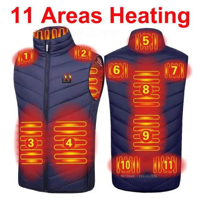 13 PCS Heated vest Jacket Fashion Men Women Coat Intelligent USB Electric Heating Thermal Warm Clothes Winter Heated Vest 열선조끼 - Matrix Studios