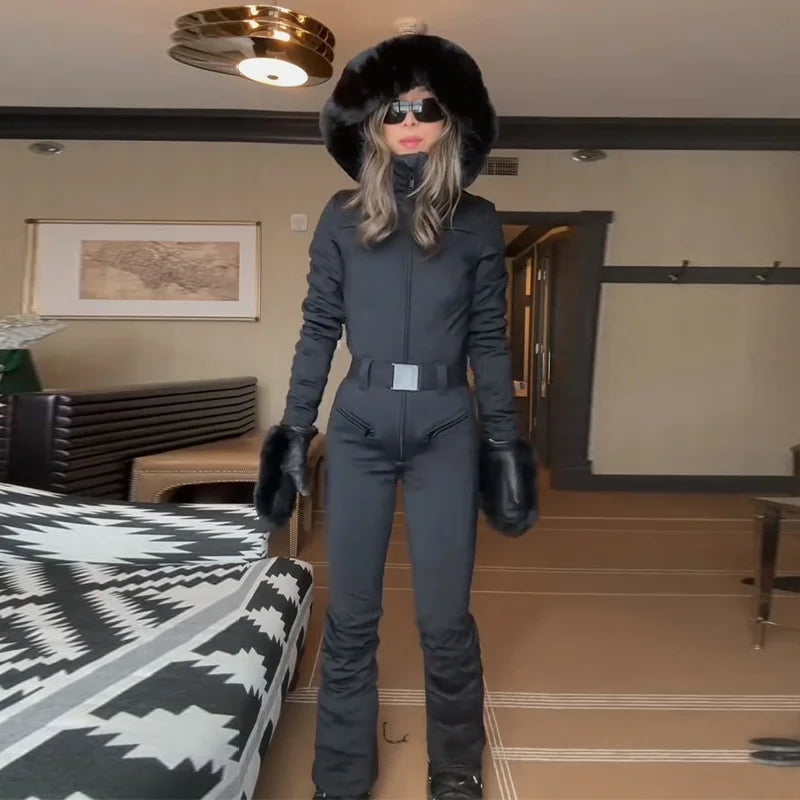 Cotton Ski Women's Winter Jumpsuit Sets Zipper Loose Jacket Straight Pants Suits Skiwear Snow Commute Street Outdoors Romper - Matrix Studios